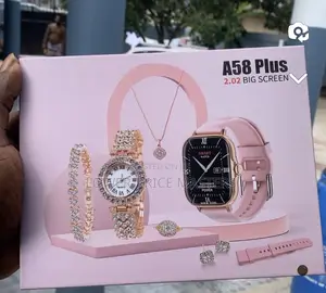 A58 Plus Smartwatch With Golden Jewellery (2 Watches)