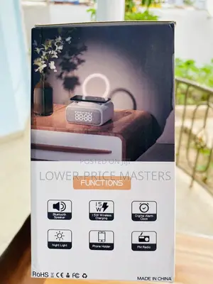Bluetooth Speaker With Alarm,Wireless Charger,D.Clock Etc