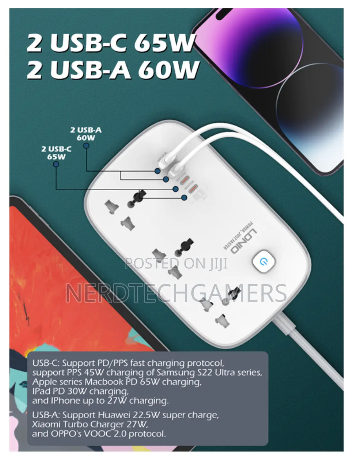 LDNIO 3 AC Outlets 4 USB Power Strip SC3416