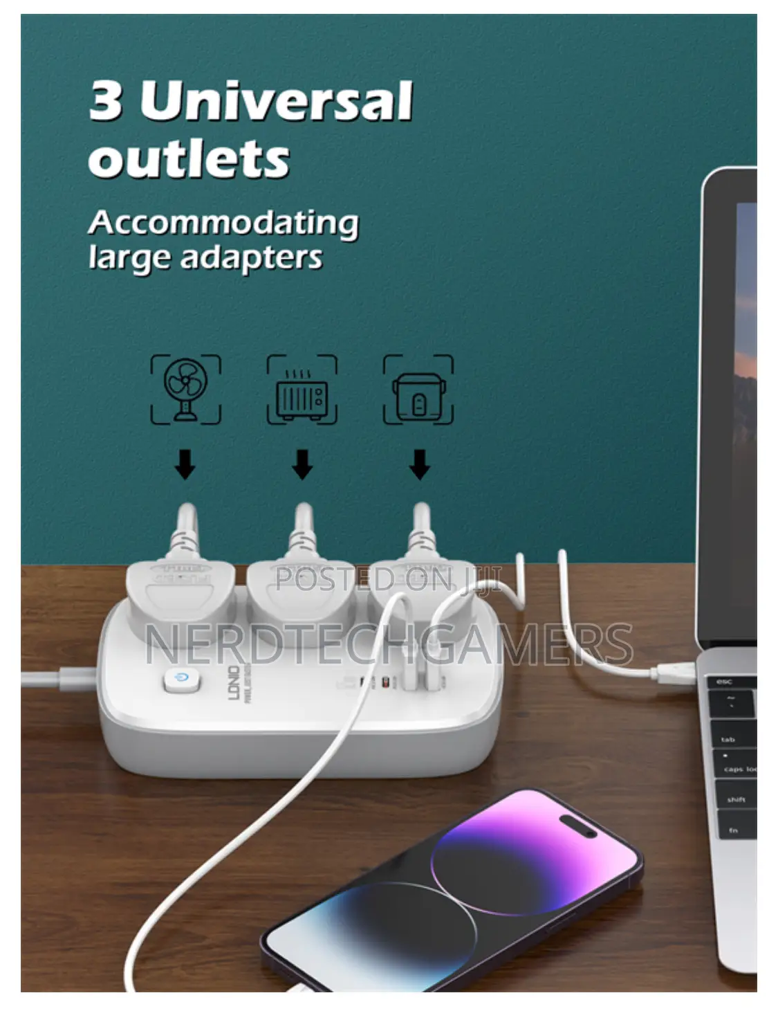 LDNIO 3 AC Outlets 4 USB Power Strip SC3416