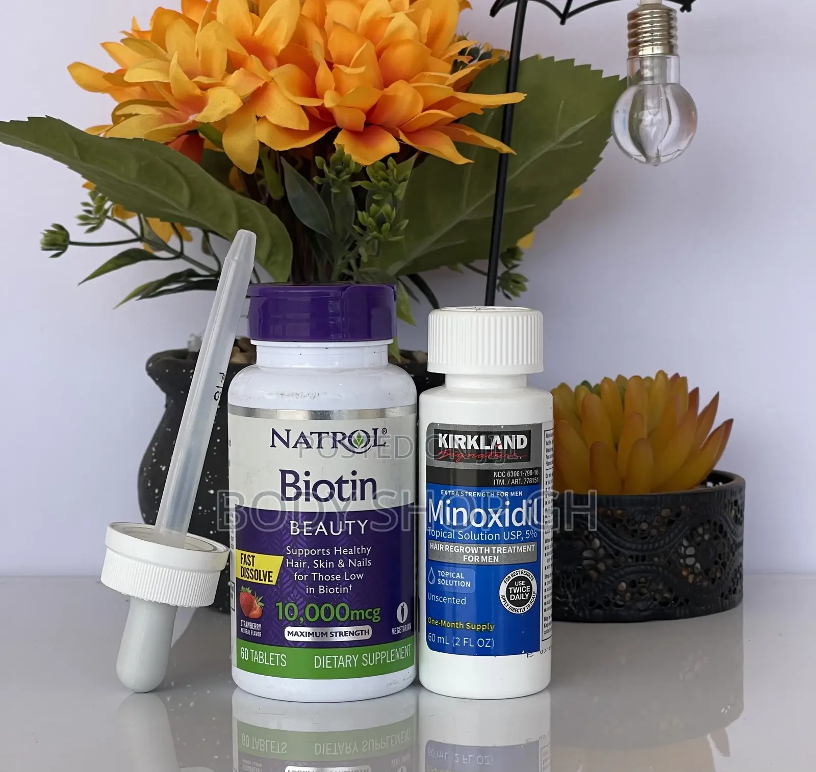Natrol Biotin [10,000mcg ] + Undiluted Kirkland Minoxidil 