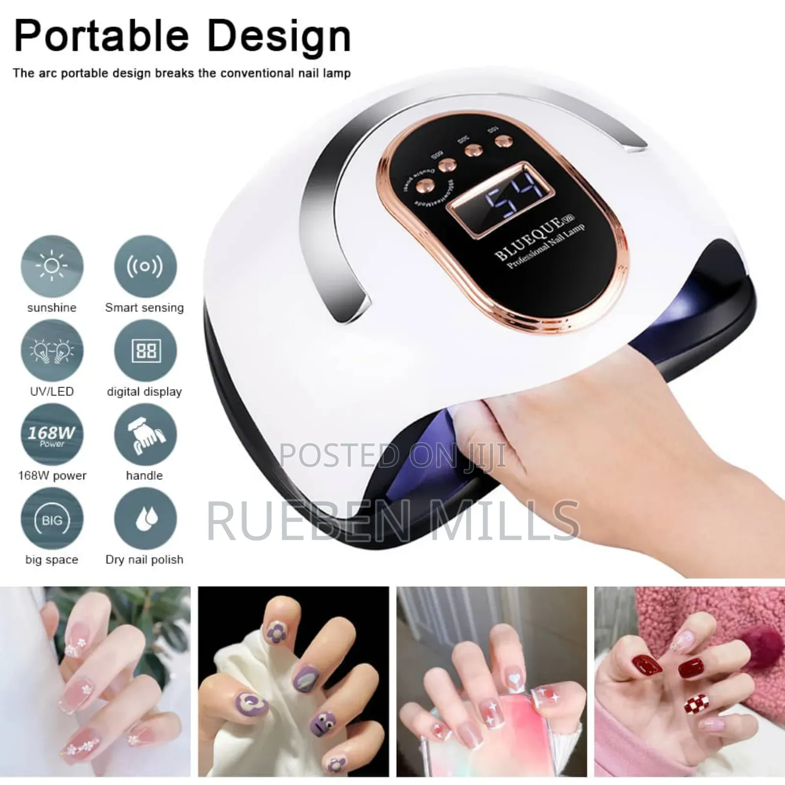 White Blueque V8 168W Medicure Salon Nail Dryer UV LED Lamp