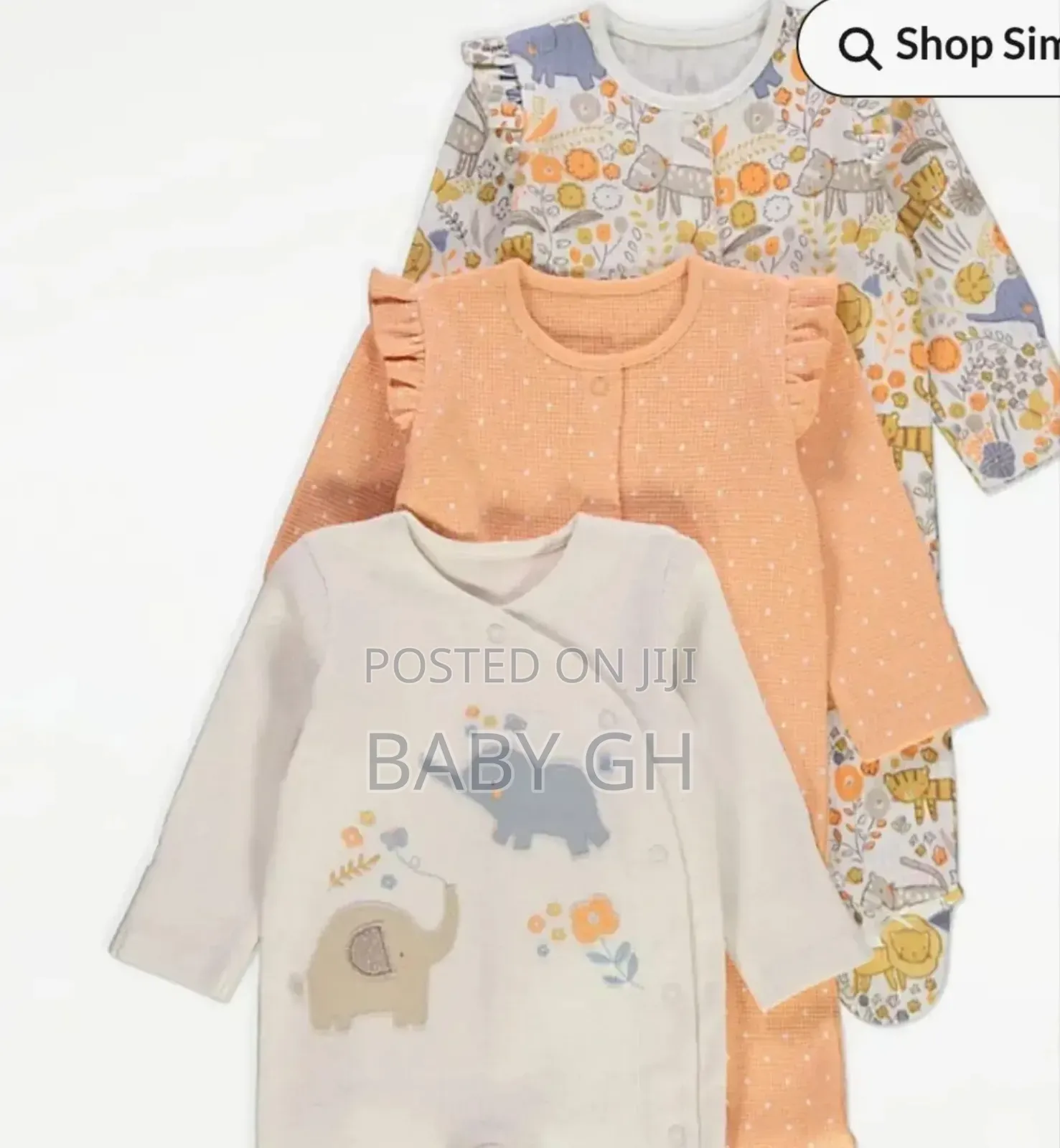 Assorted Safari Frill Long Sleeve Sleepsuits 3pack