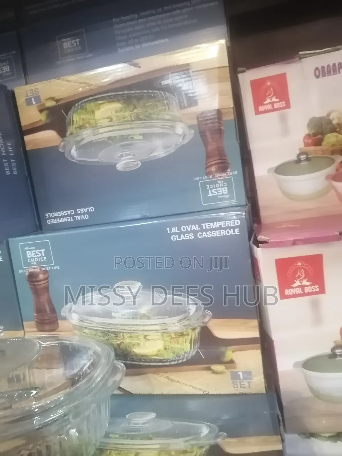 1.8 Oval Tempered Glass Casserole Dish With Lid
