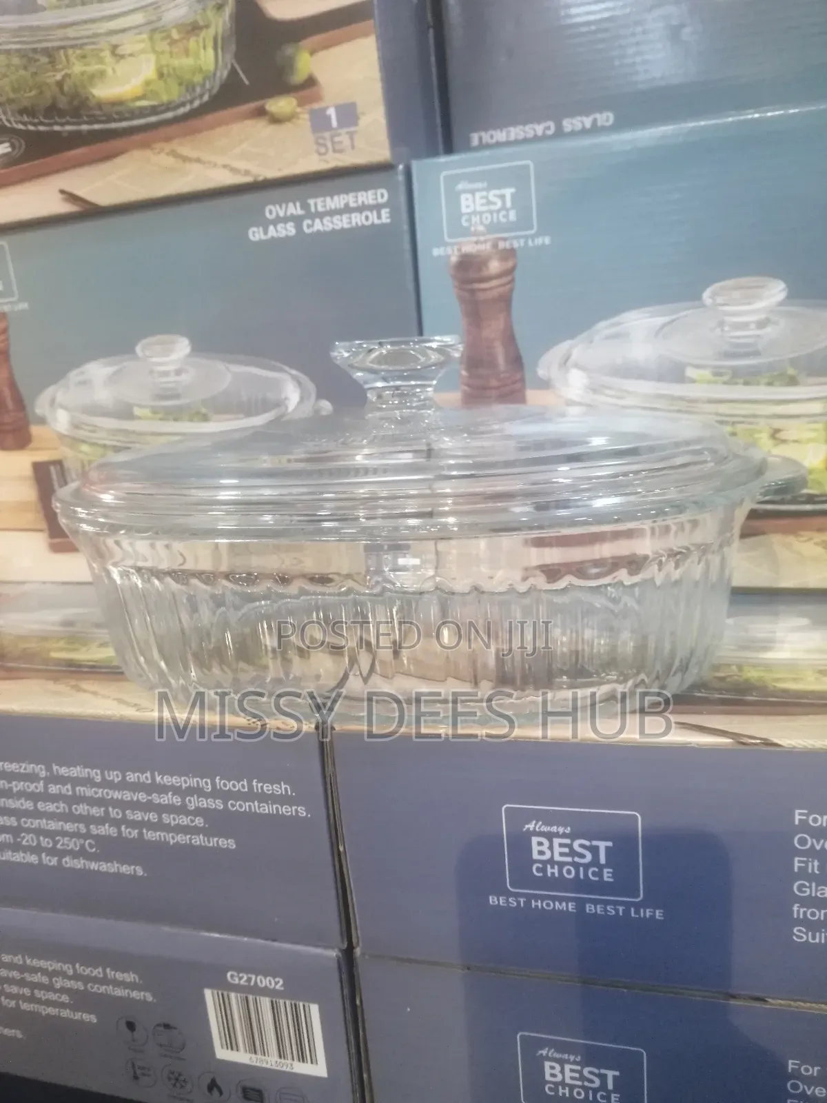 1.8 Oval Tempered Glass Casserole Dish With Lid