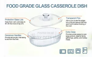1.8 Oval Tempered Glass Casserole Dish With Lid