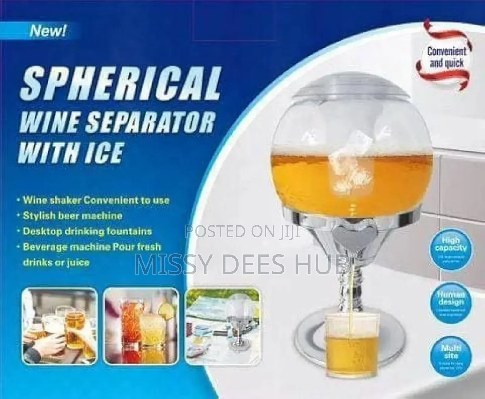 Spherical Drinks Dispenser With Ice Chamber