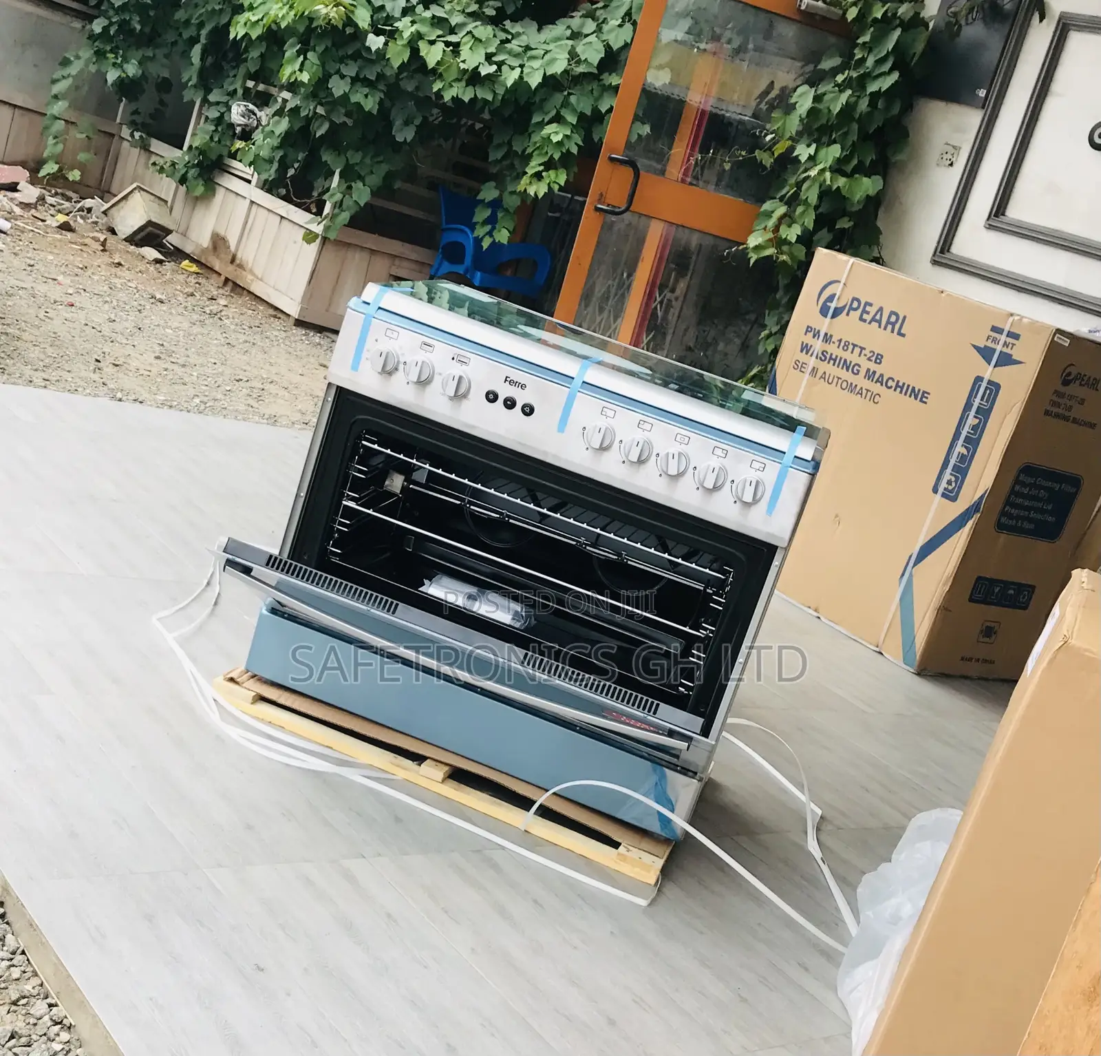 (Gray) Ferre 60x90 Auto Ignition 5 Burner Gas Oven/Grill 