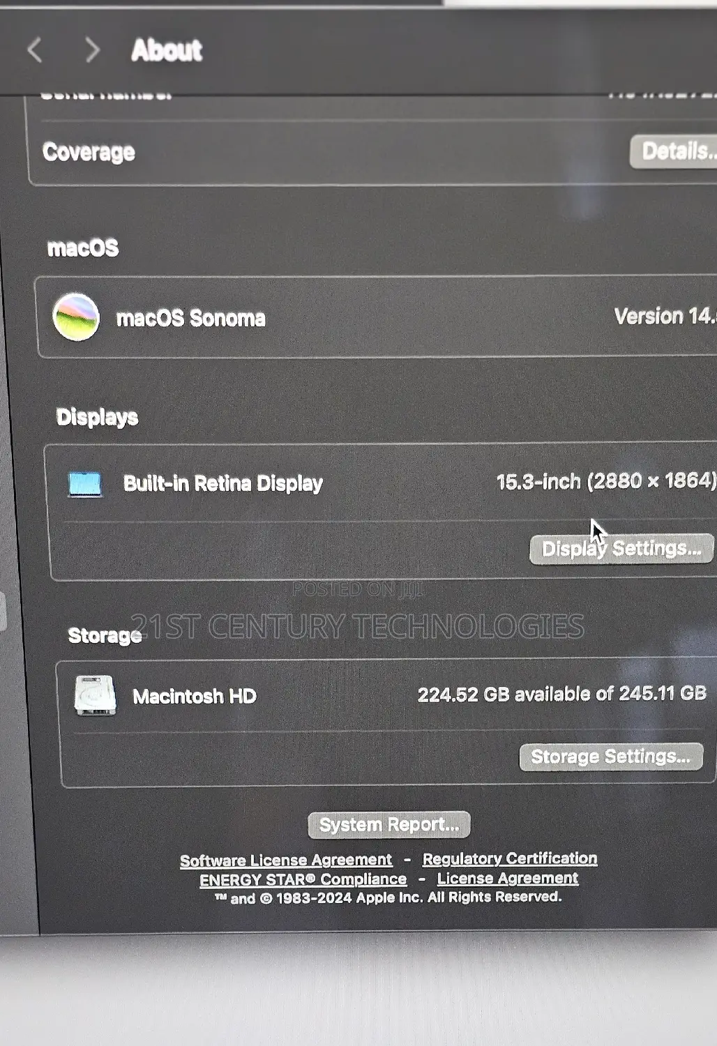Laptop Apple MacBook Air 2024 M3 15-Inch 8GB Apple M3 SSD 256GB