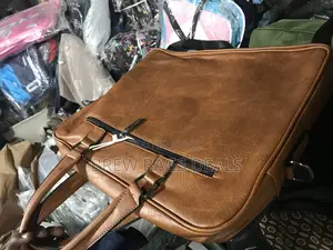 Pure Leather Light Brown Durable Laptop With Shoulder Strap