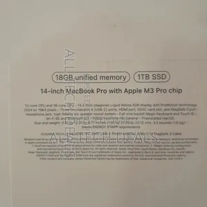New Laptop Apple MacBook Pro 18GB Apple M3 Pro SSD 1T