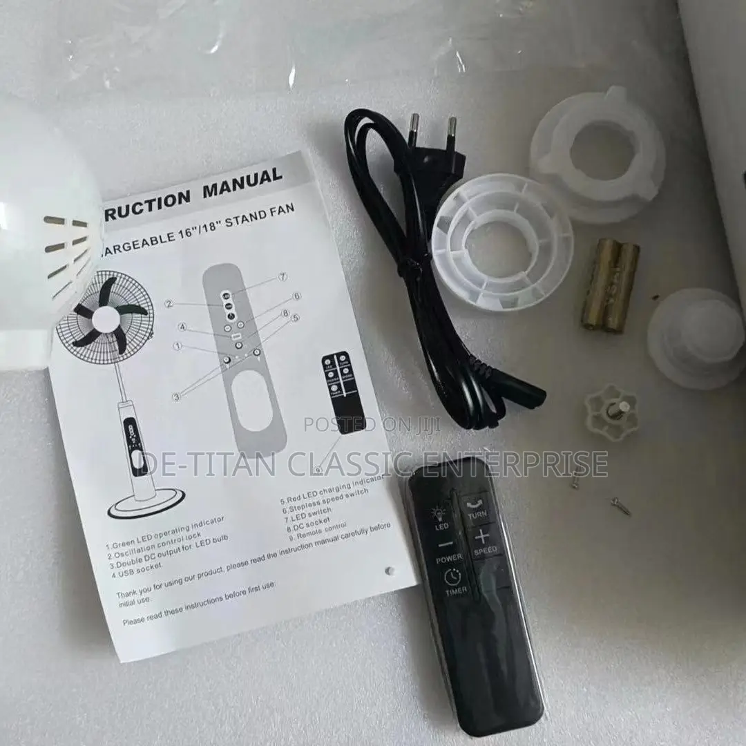Rechargeable Electric/Solar Fan With Solar Panel-16"