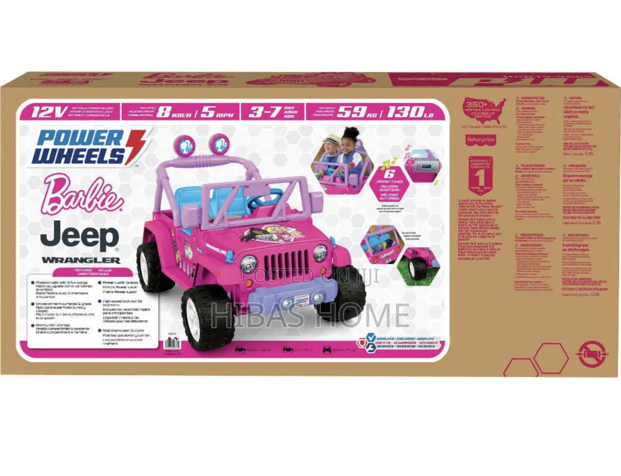 12v Power Wheels Barbie Jeep Wrangler Rechargeable Car