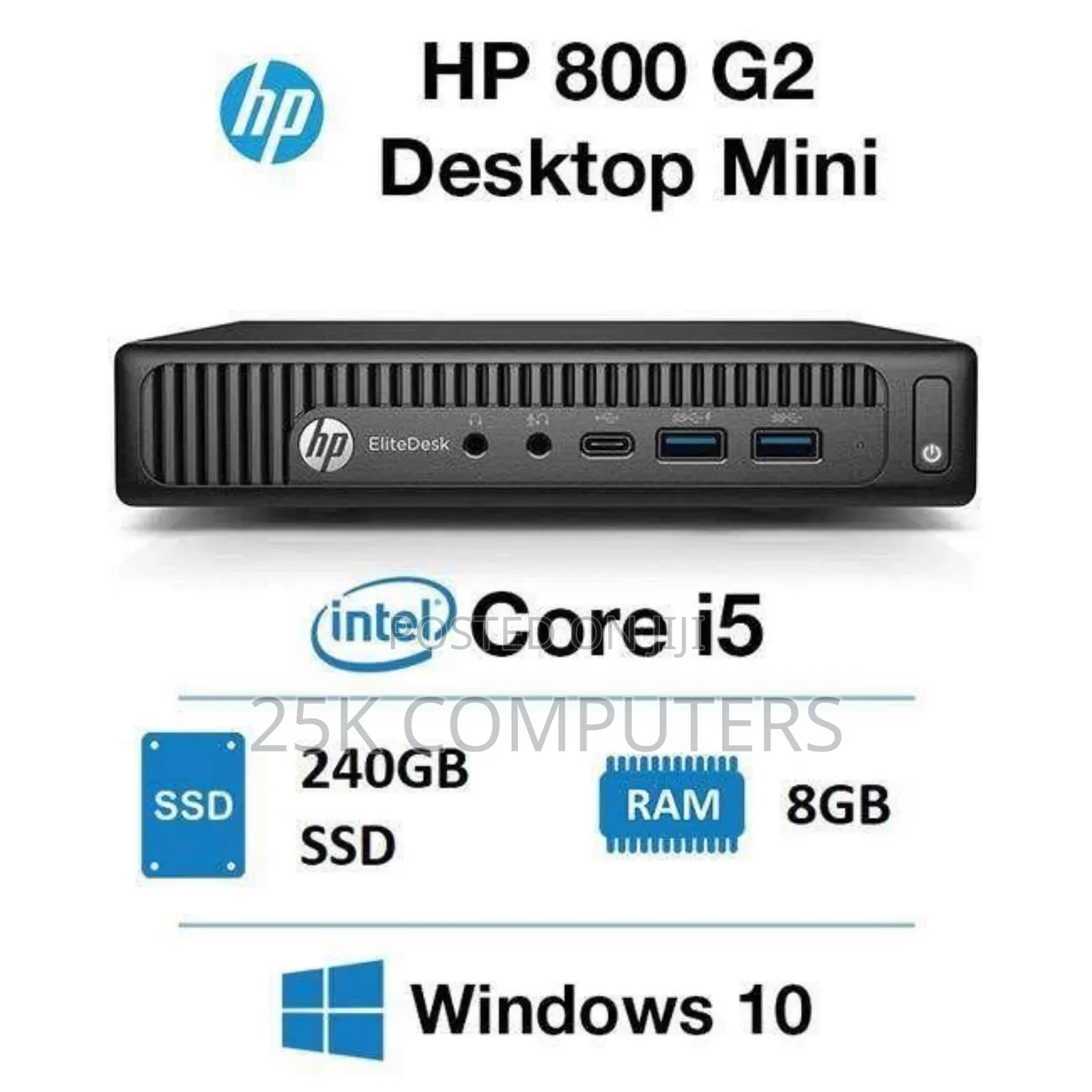 Desktop Computer HP EliteDesk 800 G3 8GB Intel Core I5 SSD 250GB