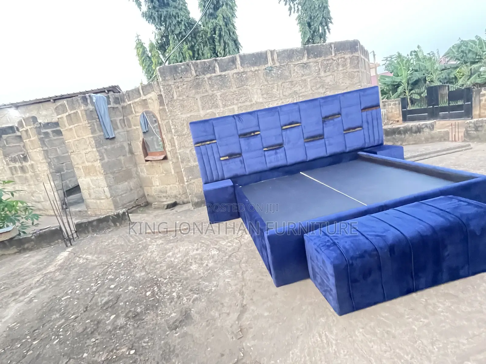 King Size Bed Frame and Ottoman With Side Drawers