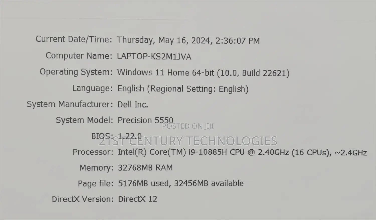 Laptop Dell Precision 5550 32GB Intel Core i9 SSD 512GB