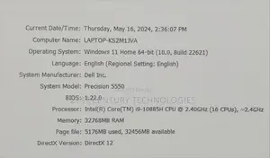 Laptop Dell Precision 5550 32GB Intel Core i9 SSD 512GB