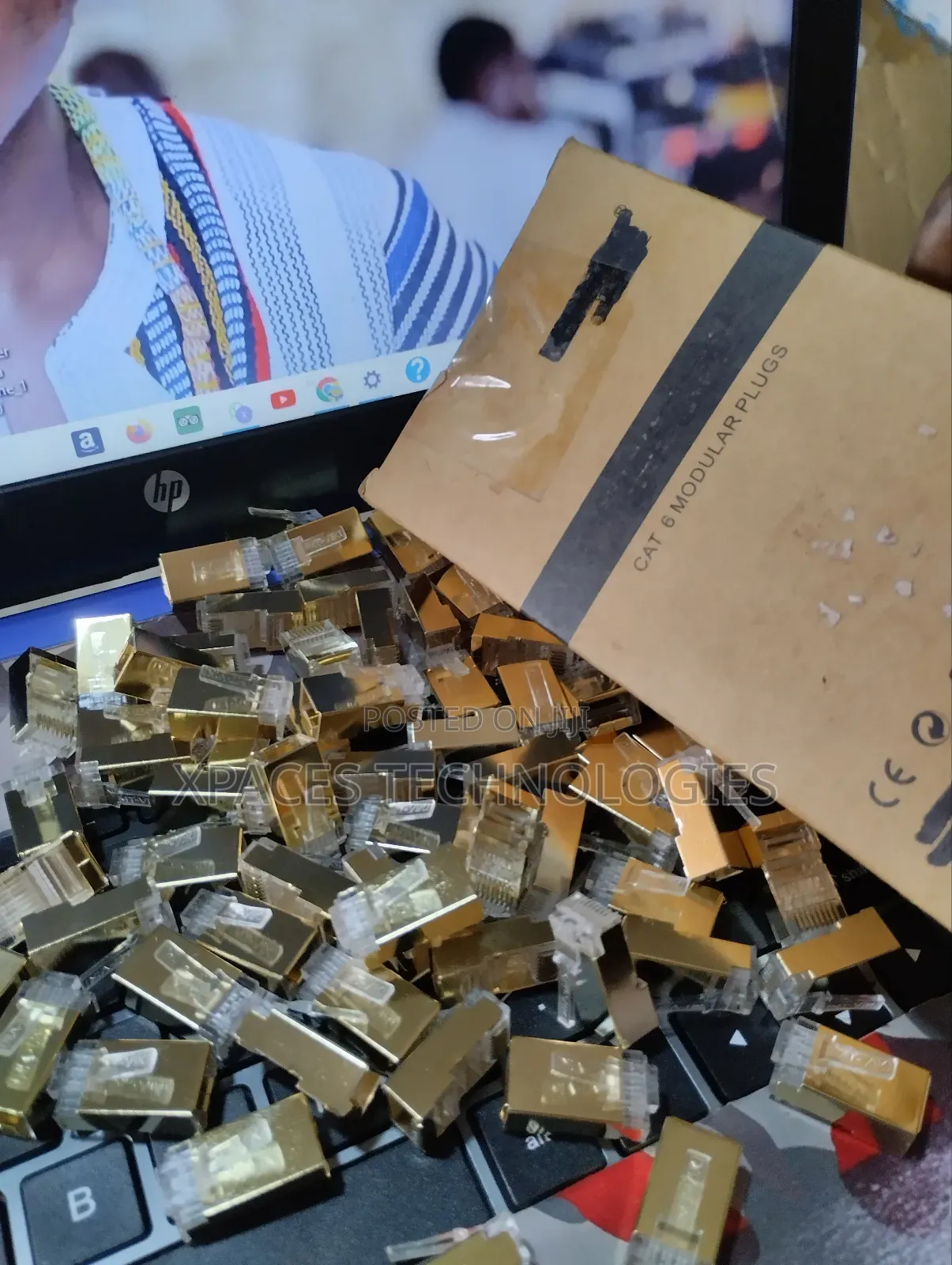 Shielded CAT6 RJ45 CONNECTORS Metal 100pack Gold Colour