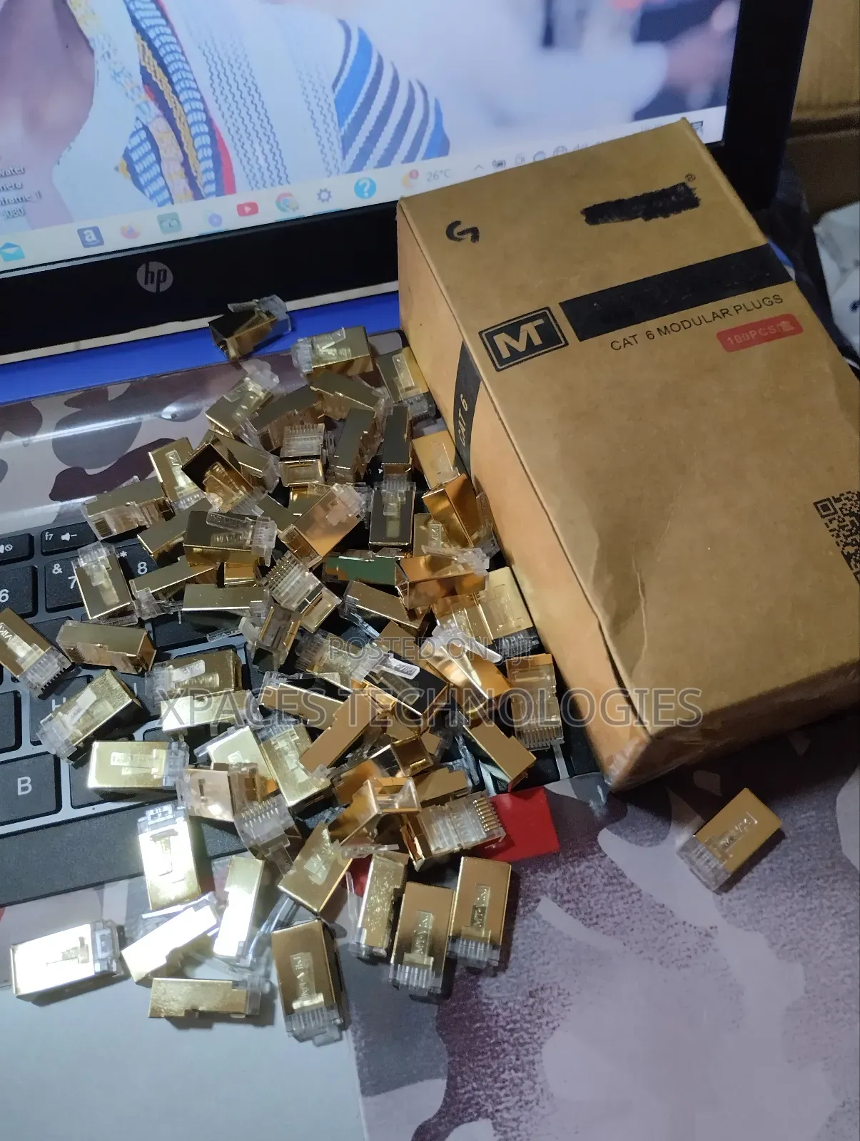 Shielded CAT6 RJ45 CONNECTORS Metal 100pack Gold Colour