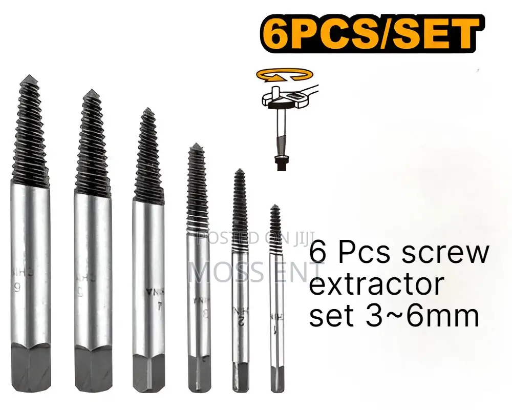 6 PCS Screw Extractor Set 3~6mm - Ase106