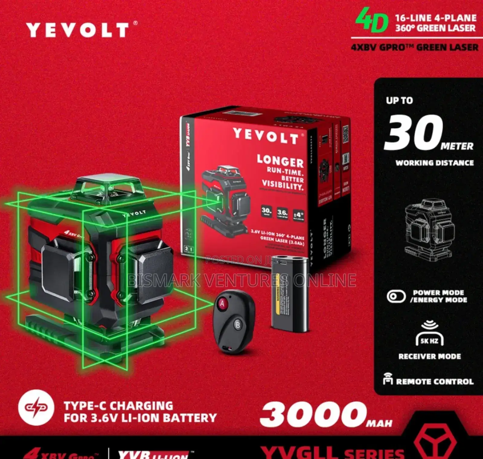 Laser Level 4D 16-Line Green Beam