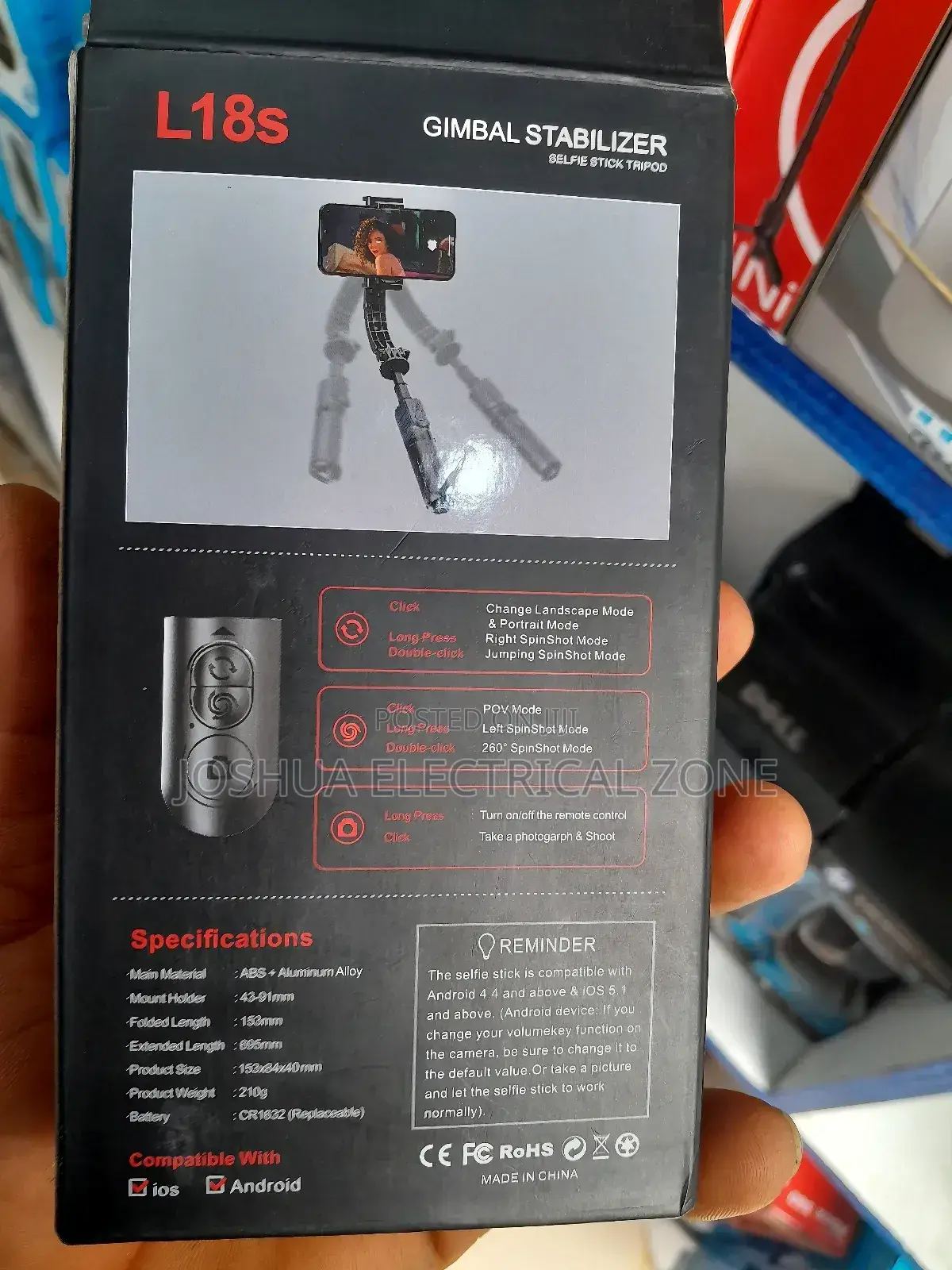 L18S Mini's 3-in-1gimbal Stabilizer, Selfie Stick,And Tripod