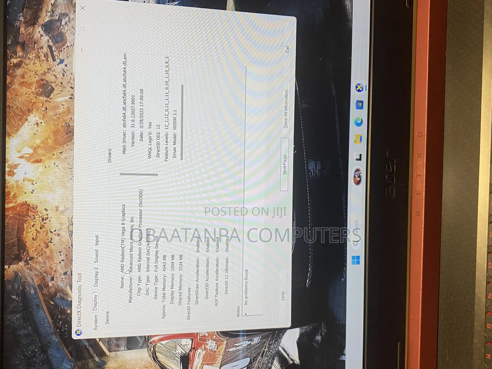 Laptop Acer Nitro 5 16GB AMD Ryzen 5 SSD 256GB
