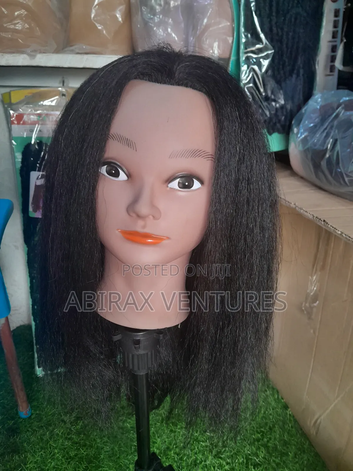 100% Human Hair Darkskinned Mannequin Training Head