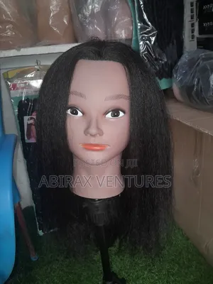 100% Human Hair Darkskinned Mannequin Training Head