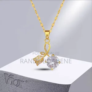 Icy Cz Stone + Rose Necklace for Women