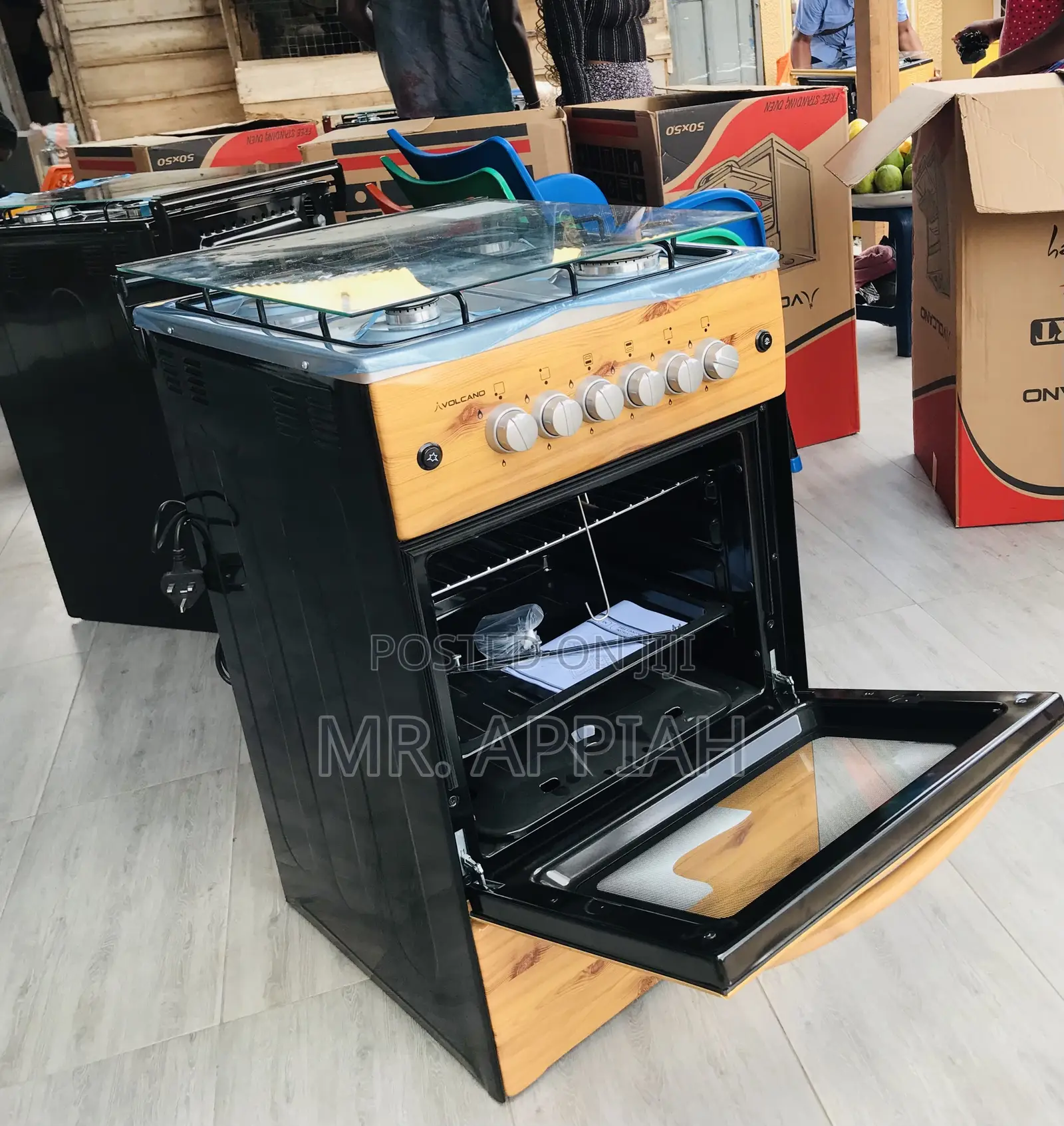 Qualityvolcano 4gas Burner With Oven Light Wooden(Ignition)
