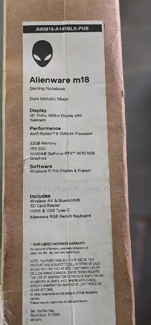 New Laptop Dell Alienware M18X 32GB AMD Ryzen 9 SSD 1T