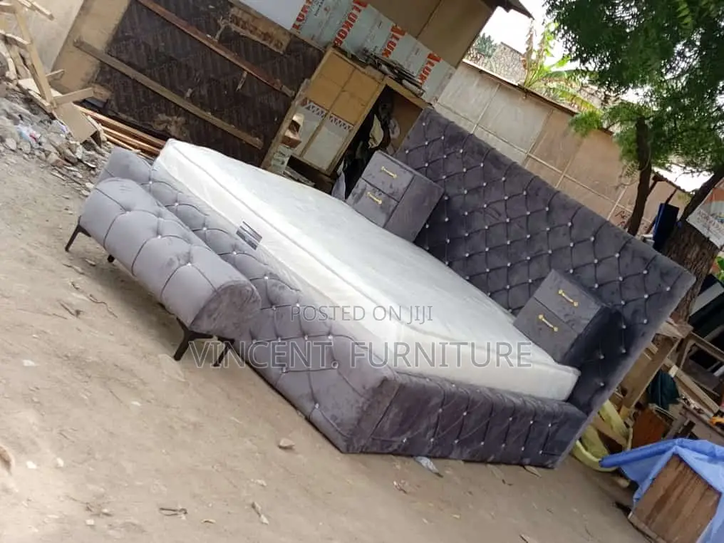 King Size Bed Frame and Mattress and Ottoman Available