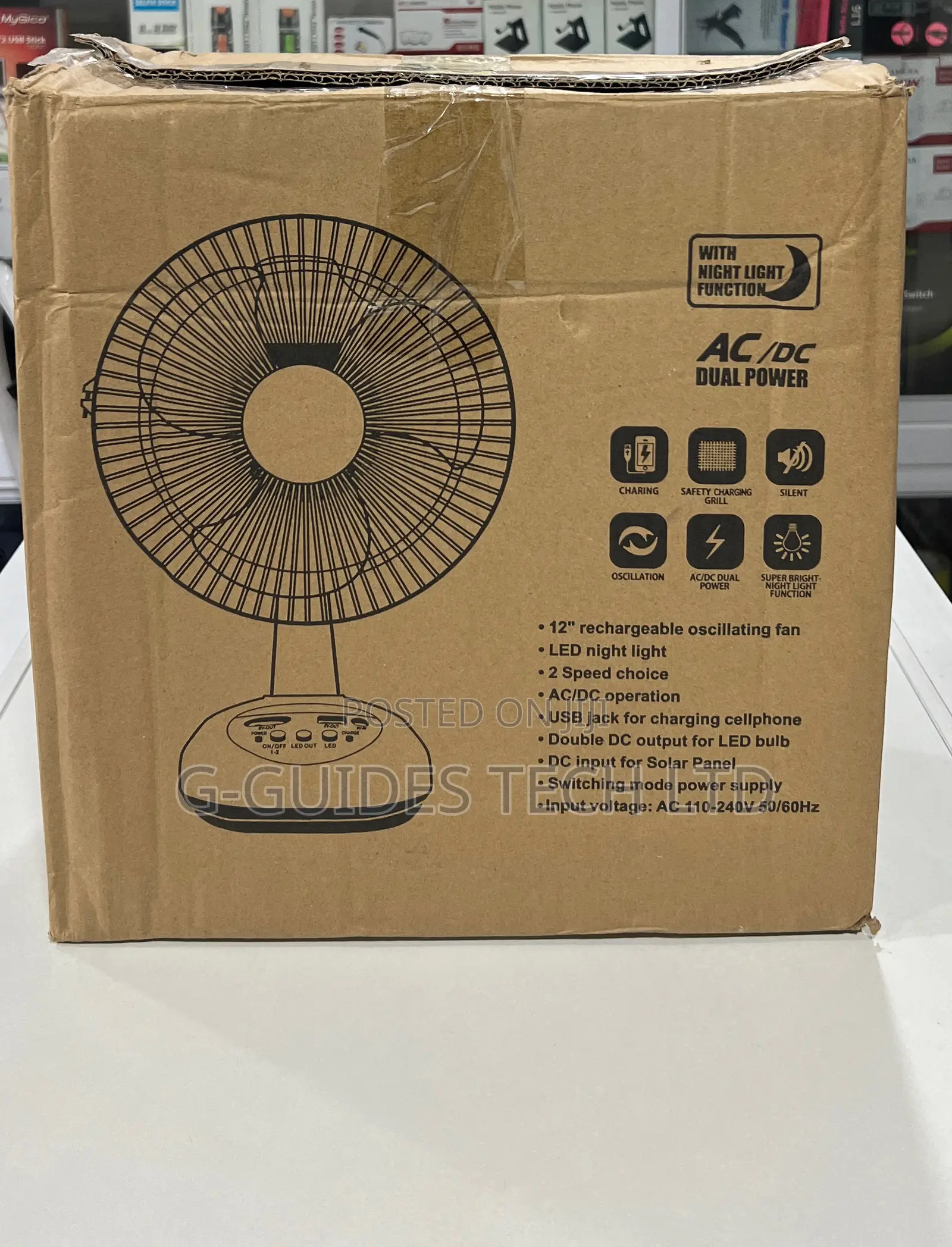 Solar Rechargeable Fan Ac/Dc, Rechargeable Oscillating Fan