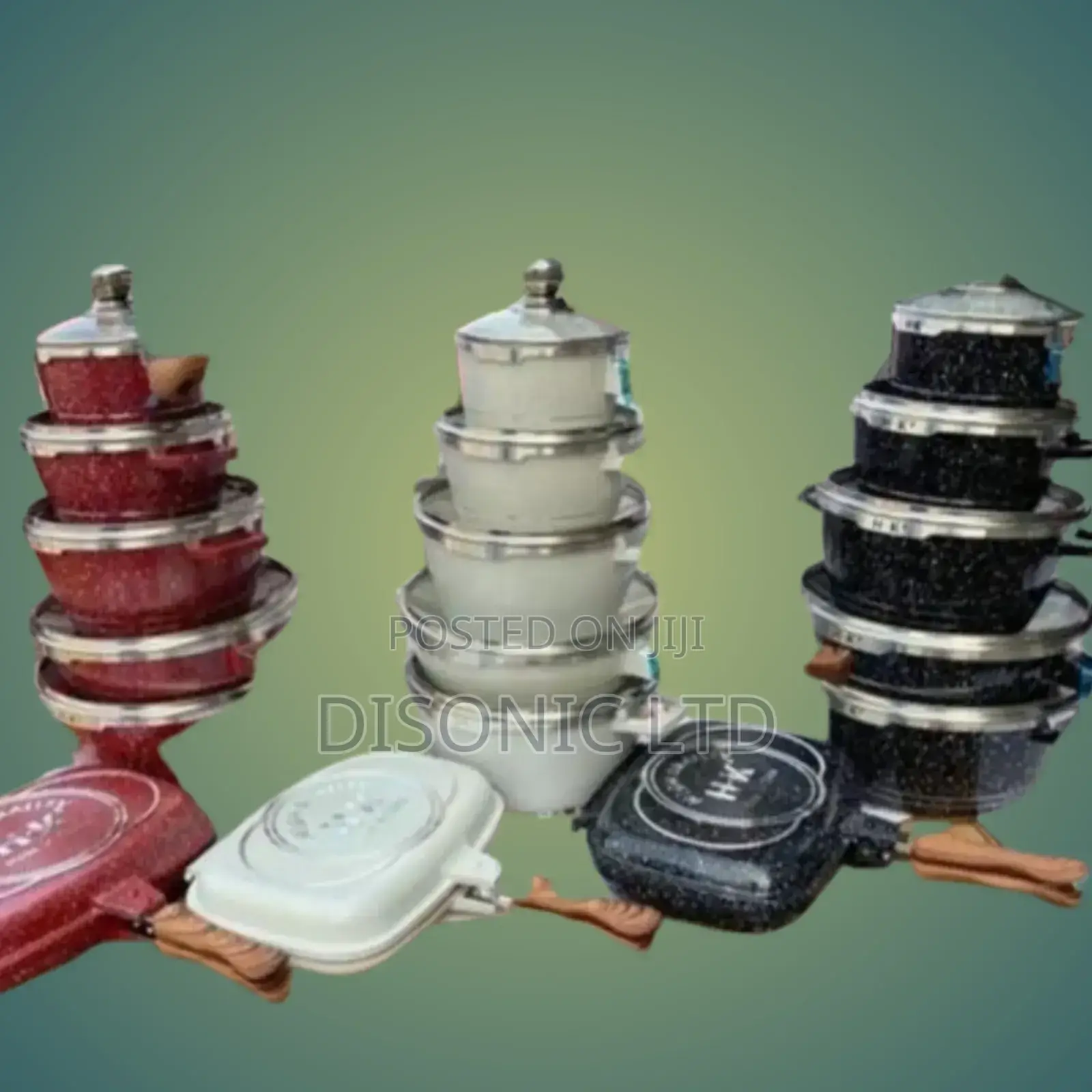 6 Pieces Set Nonstick Cookware or Saucepans With Grill Pan