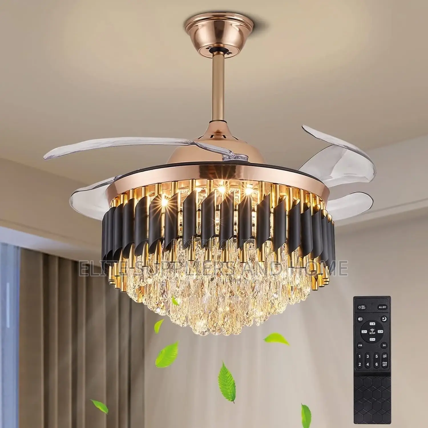 Crystal Ceiling Light With Fan/Fandelier(Grade A)