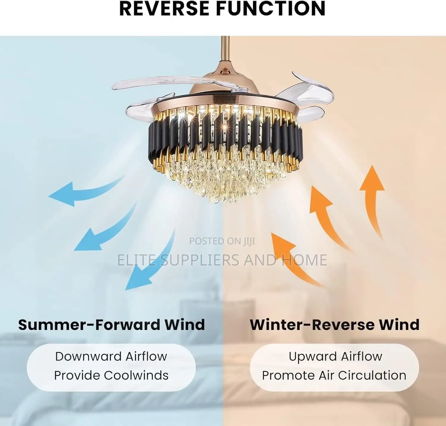 Crystal Ceiling Light With Fan/Fandelier(Grade A)