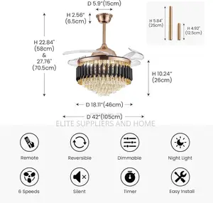 Crystal Ceiling Light With Fan/Fandelier(Grade A)