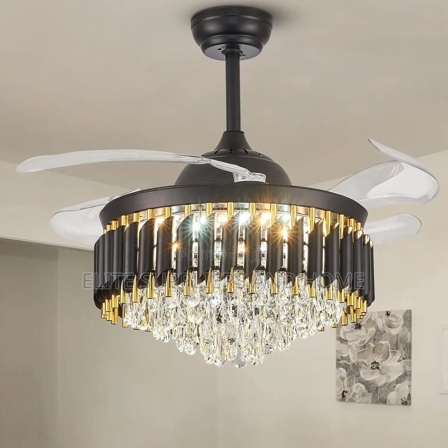 Crystal Ceiling Light With Fan/Fandelier(Grade A)
