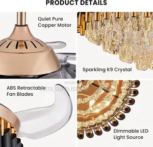 Crystal Ceiling Light With Fan/Fandelier(Grade A)