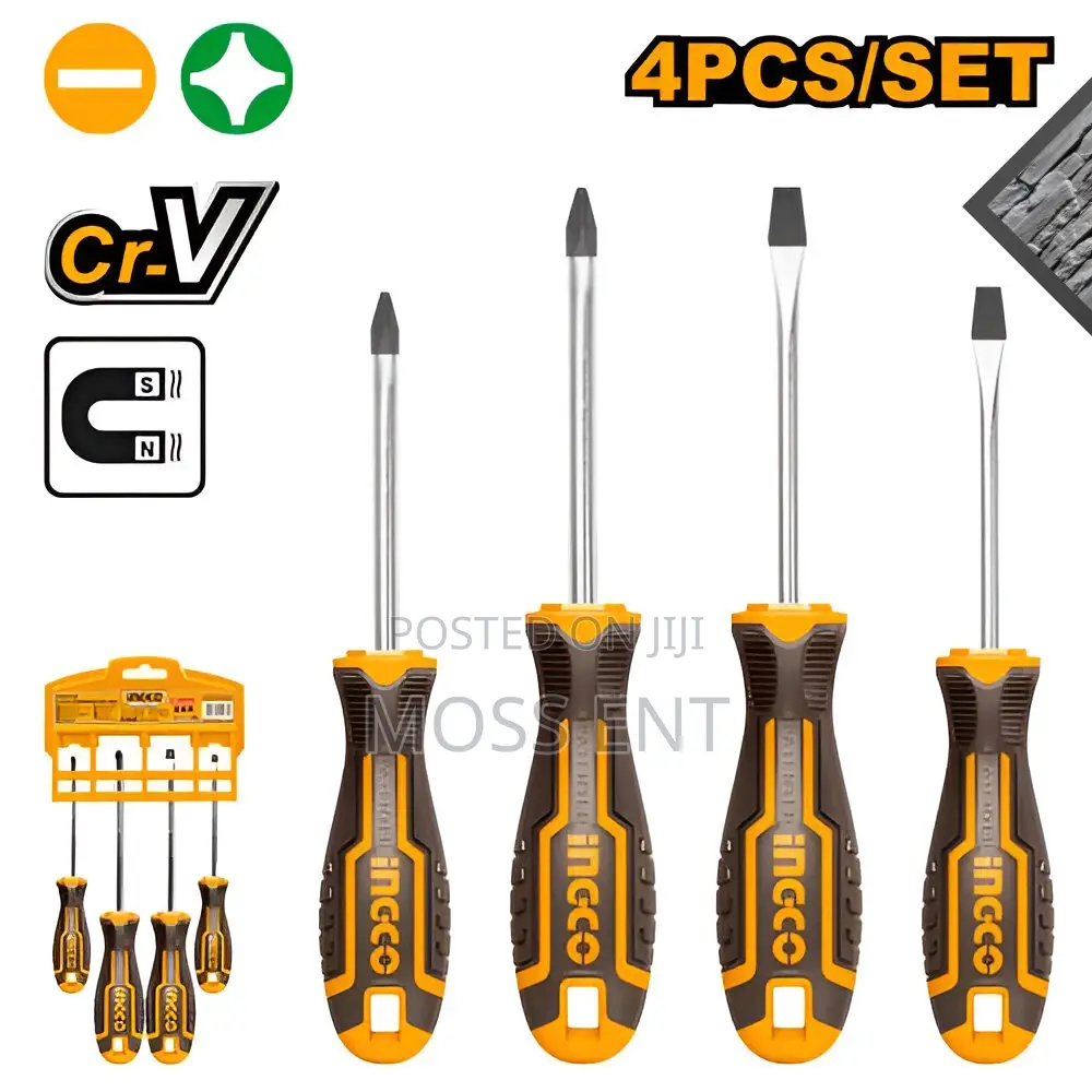 4 PCS Screwdriver Set Rubber Handle - Hksd0428