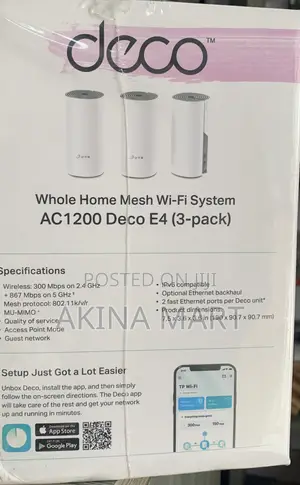 Tp-Link Deco E4 Home Mesh Wi-Fi System (3 Pack)