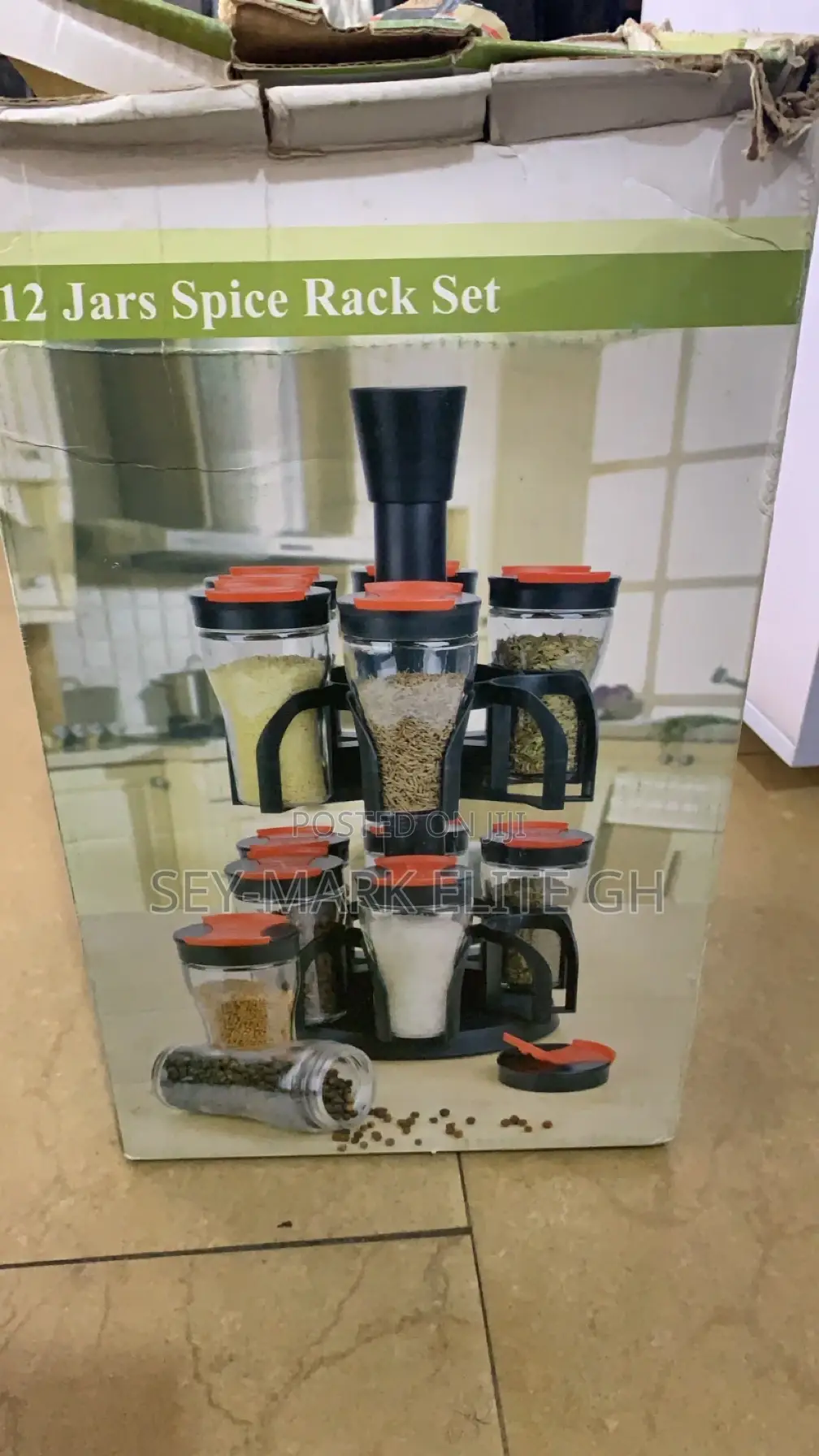 12pcs Rotating Spice Jars With Rack