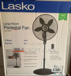 Lasko 20" Oscillating Pedestal Fan, 4 SPD Remote Control 57"