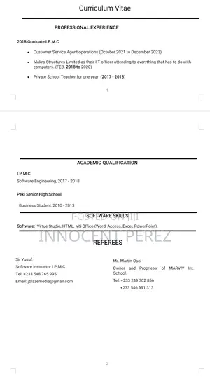 Customer Service CV