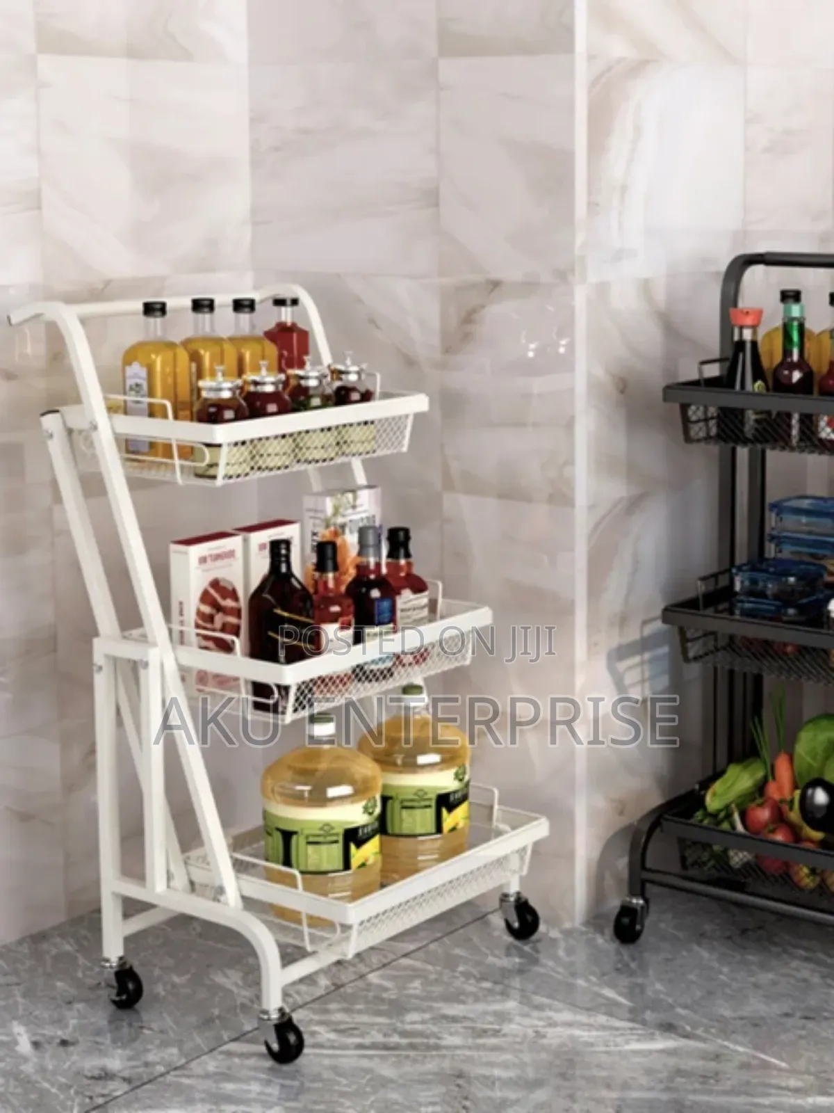 Slim Rolling Storage Cart, Laundry Cart, Foldable Kitchen