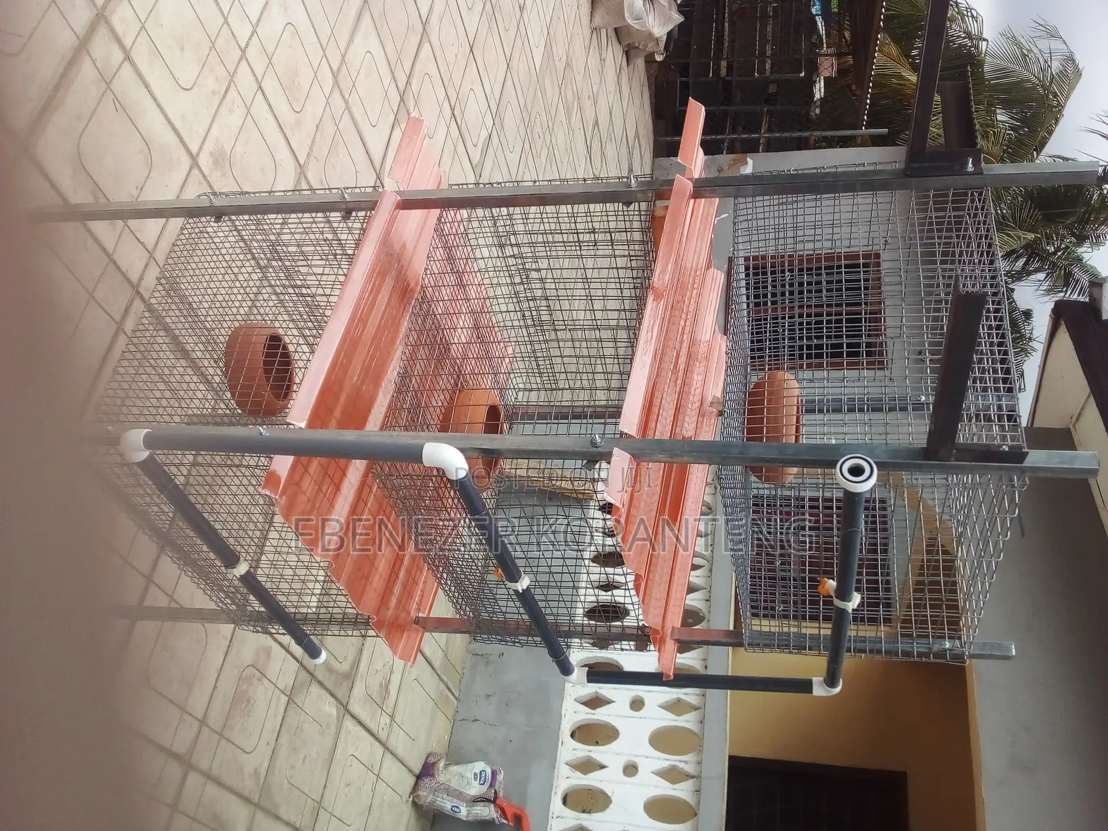 3 Unit Cage With Feeders,Automated Drinkers and Waste Collec