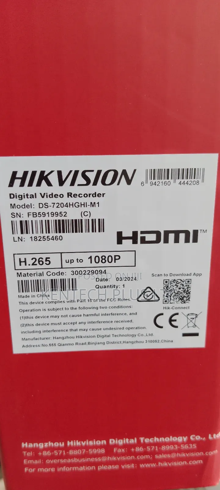 2mp 4ch DVR Hikvison Black