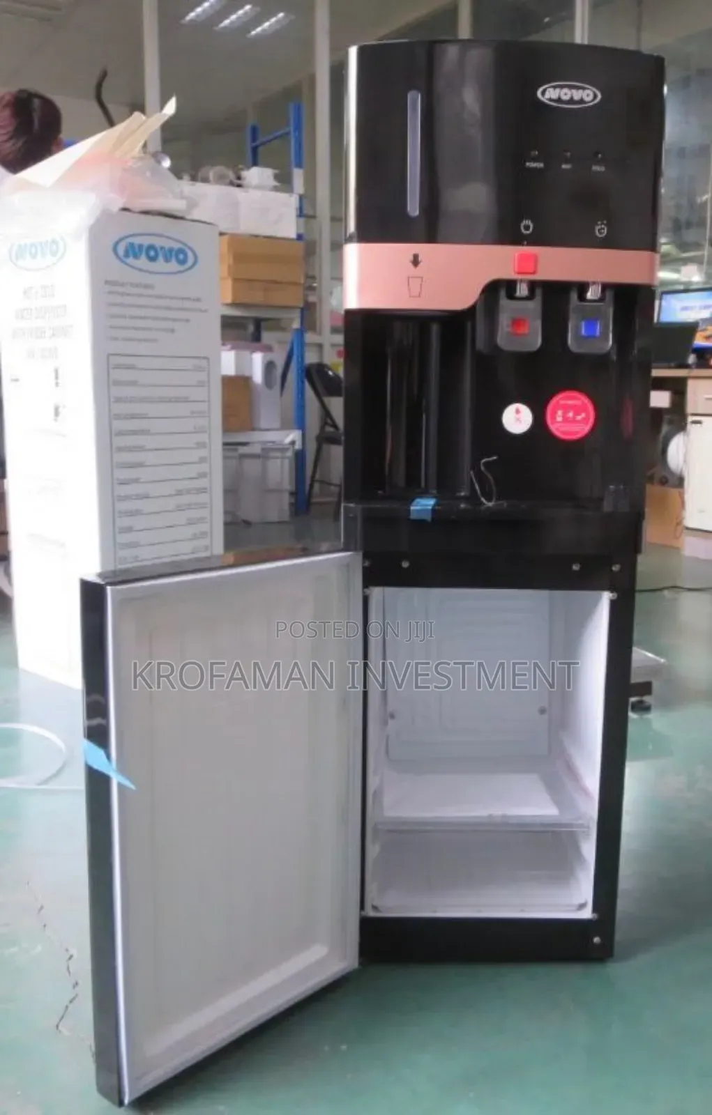 Novo Nv-102wd Hot Cold Water Dispenser With Fridge Cabinet