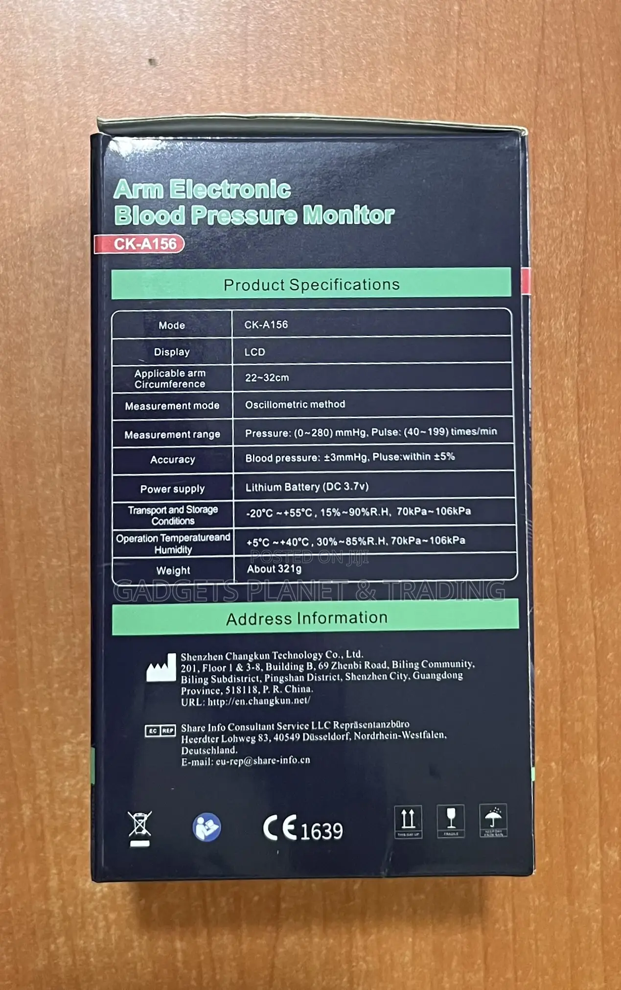 Rechargeable Arm Electronic Blood Pressure Monitor - CK-A156